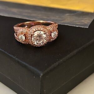 Elegant Rose Gold Ring Moissanite Diamond Ring size 9